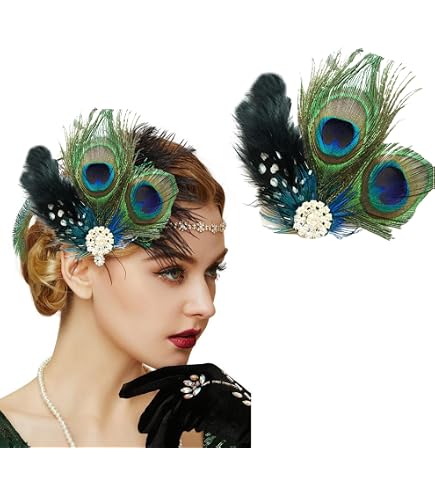 Amazon.com: Anglacesmade Bridal Feather Hair Clip Peacock  display picture 2