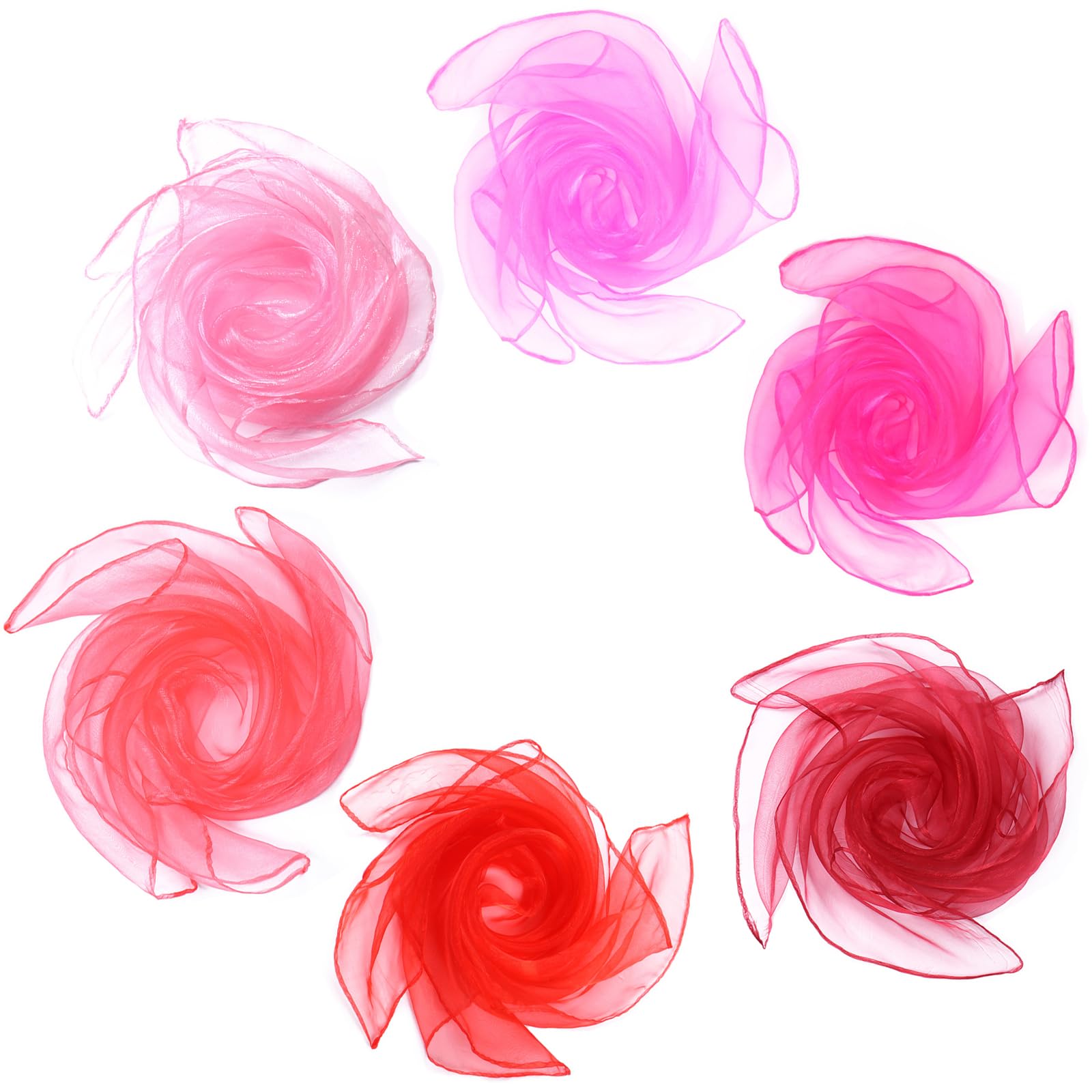 ieron 6 Pcs Sensory Scarves, Belly Dance Rainbow Children Dance Juggling Scarves Silk-like Fabric Square Scarf for Baby Gymnastics Rhythm Movement Magic 24" Red Color Series