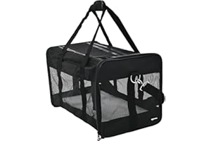 鶹 Basics Soft-Sided Mesh Pet Travel Carrier for Dog, Cat, up to 22 pounds , 19.7" L x 12" W x 12" H, Black