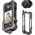 REYGEAK for Insta360 X4 Case, Aluminium Utility Frame for Insta360 X4,Protective Cage with Silicone Lens Cover,Cold Shoe Interface with 1/4" Threads Cold Shoe Mount Folding Fingers