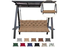 NANGELRN Porch Swing Cushion with Backrest,Waterproof Bench Cushion for Outdoor Furniture,2-3 Seater Replacement Thickened swing cushion with Ties,Patio,Outdoor,Backyard and Garden (Light Coffee,60x40")