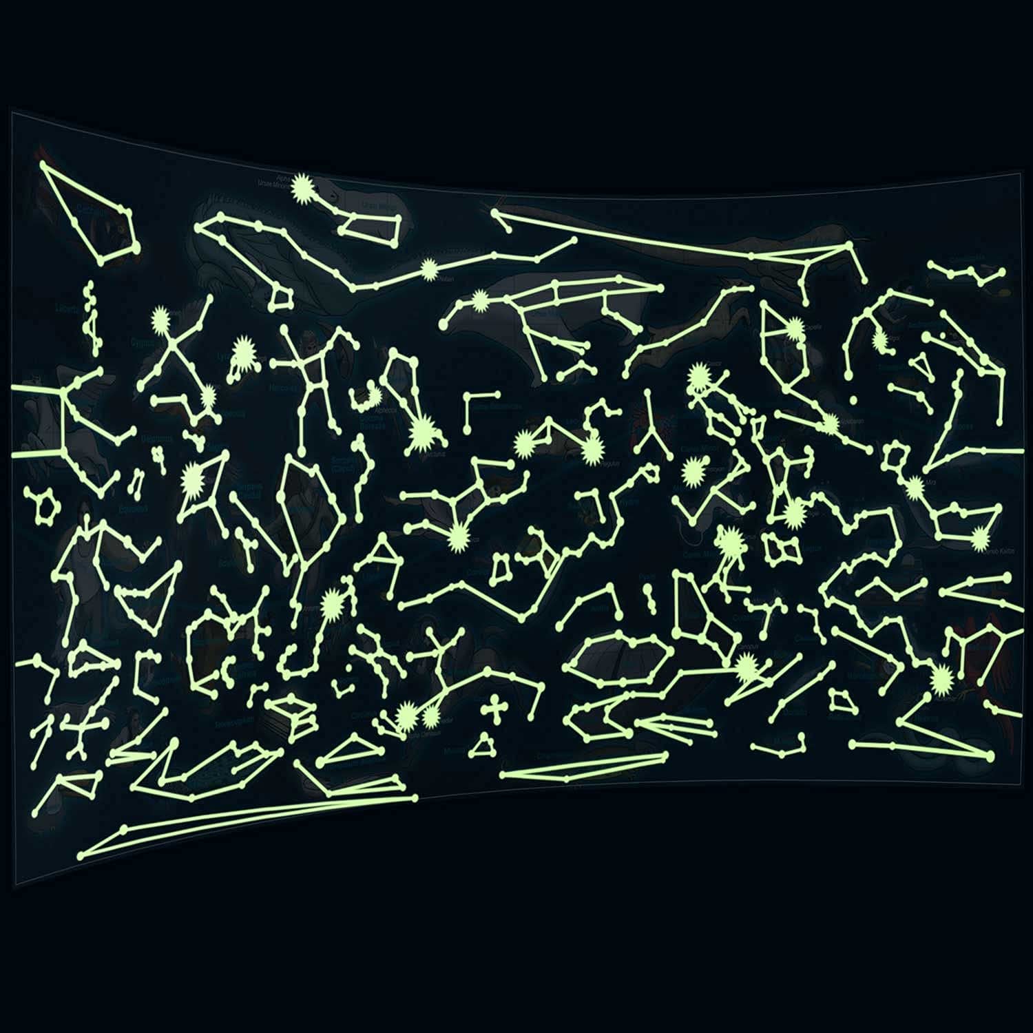 GOODS+GADGETS Glowing poster starry sky for children's room with phosphorescent star signs of our galaxy; Makes all the stars shine at night; XXL size 100 x 44 cm (Shining starry sky) — image 1