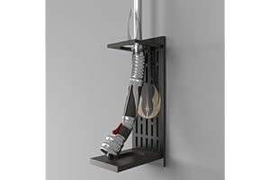 BANTLOU Lightsaber Wall Mount for Curved Sword, Extended Plate Light saber Wall Mount Holder with Pattern, Wooden Lightsaber Wall Mount for Displaying Curved Sword