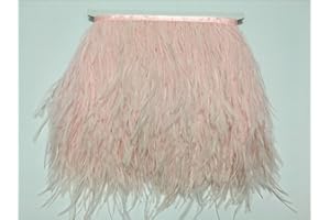 Shekyeon Ostrich Feather Trim Fringe Used Wedding Sewing Crafts Costumes Decoration Pack of 2 Yards(Light Pink)