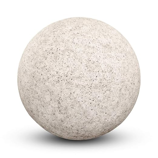 Stone Stein KUGEL GARTEN 230V Ø25/28/46cm inkl. LED 10W Warmweiß E27, inkl. 3m Anschlußkabel mit Schuko-Stecker IP65 mit Erds