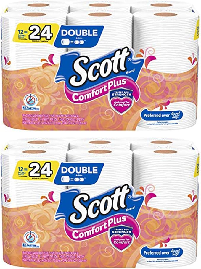 Scott ComfortPlus Toilet Paper, 12 Double Rolls, Bath