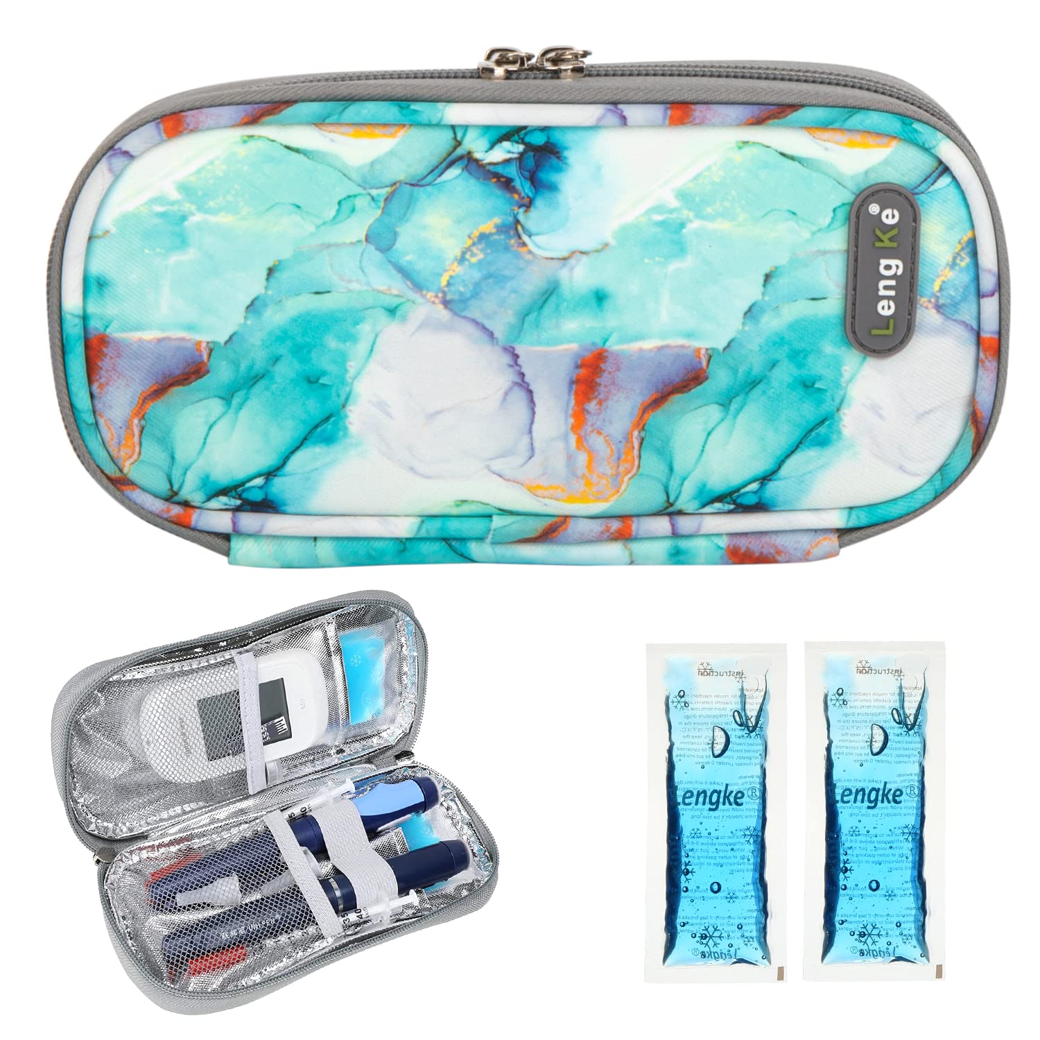 YOUSHARES Insulin Cooler case, Diabetic Travel Case, Portable Insulin Cooling Bag for Insulin Pen and Insulin Medicine (Marble Green)