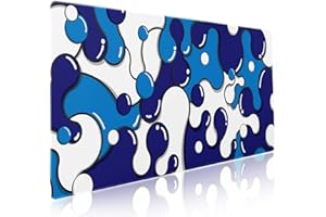 aportt Navy Blue White Mouse Pad Anime Cool Geometric Japanese Extended Desk Mat 90X40 CM Non-Slip Rubber Base Stitched Edge Large XXL Mousepad for Gaming Laptop Computer Desktop 35.4×15.7 Inch