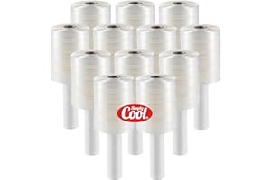 SIMPLY COOL 12 Pack Industrial Strength Mini Hand Stretch Wrap 5" 1000 Ft Roll 80 Gauge Thick, Shrink Wrap Roll for Moving Supplies, Furniture, Pallets, Plastic Wrap for Packing, Heavy Duty Stretch Film