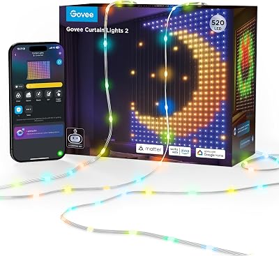 Govee Curtain Lights Smart LED RGBIC 520 LEDs 5x6.6ft DIY GIF 3 sizes