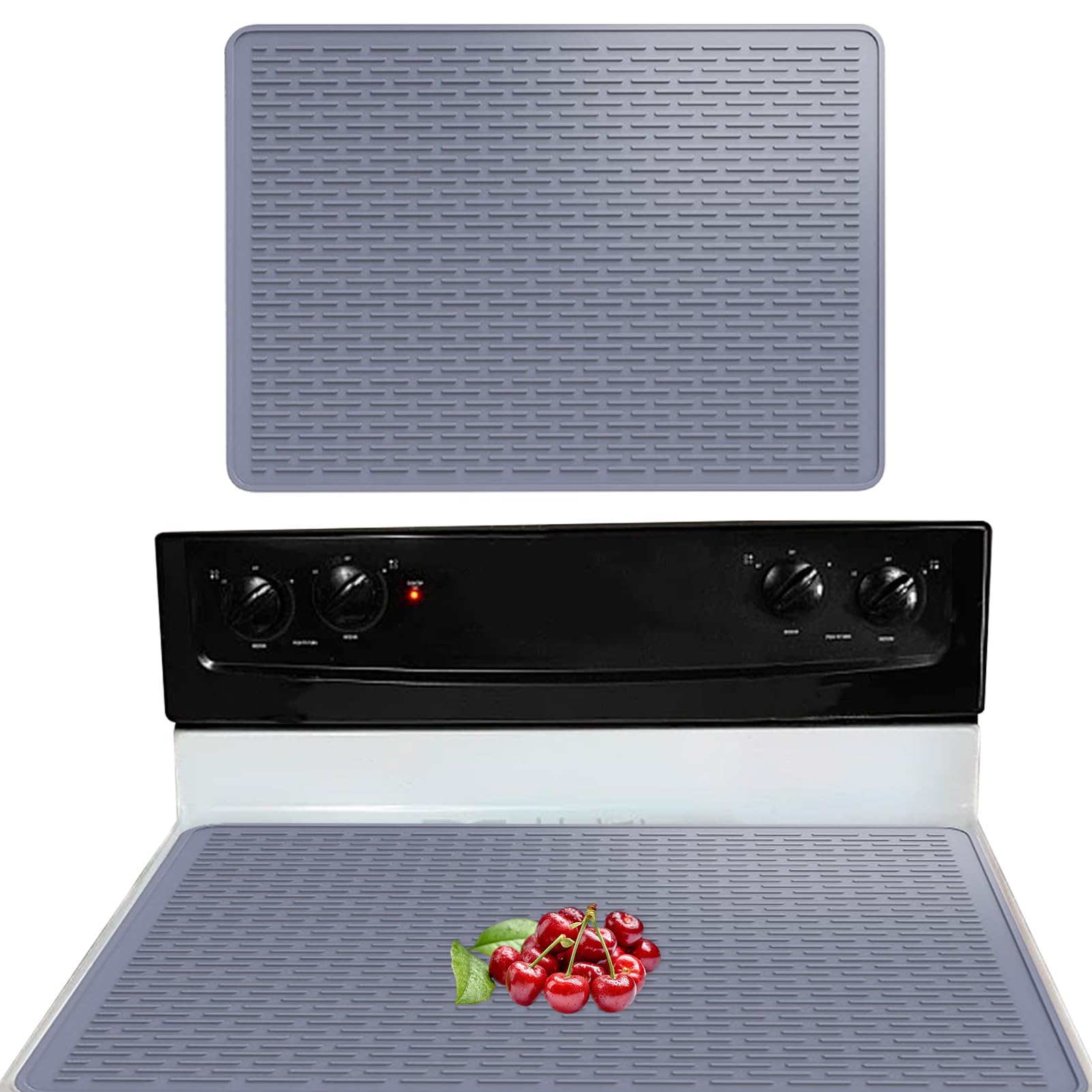 Large Induction Hob Protector Mat, Induction Hob Cover Silicone Cooktop Protector, Silicone Stove Top Cover 27.95X19.7In Glass Stove Top Cover Prevents Scratching Kitchen (Grey)