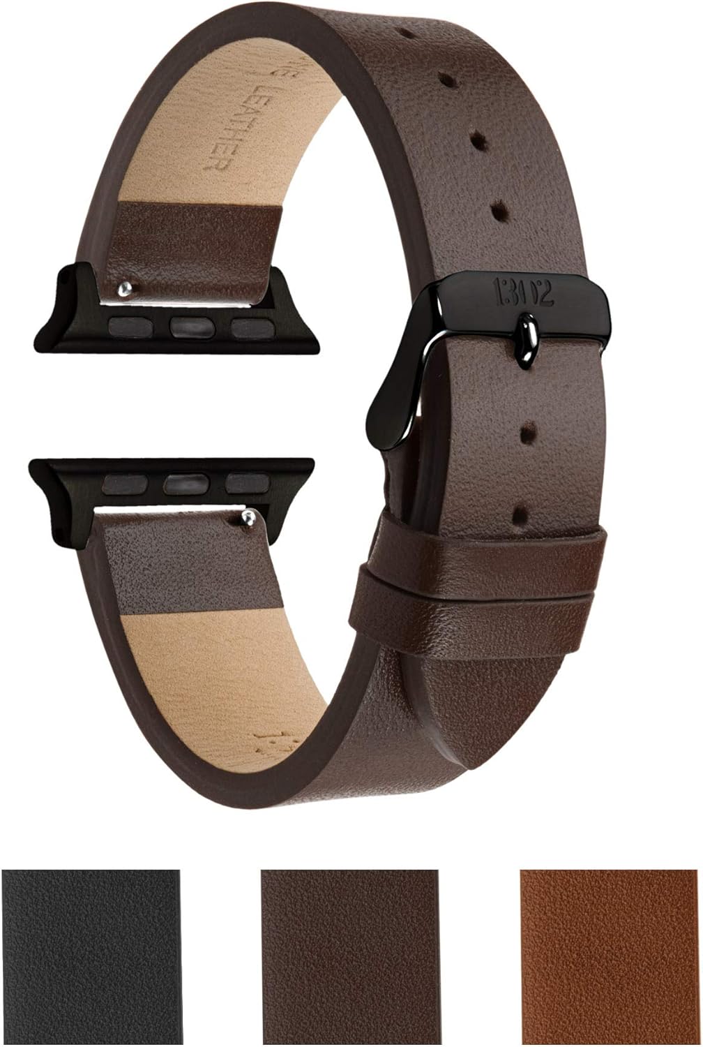 Compatible with Space Grey Apple Watch Band - Apple Watch Band 42mm Brown Leather - Apple Watch Band Tan - Leather Wrap Apple Watch Band - Apple Watch Band 42mm, Fits Apple Watch SE, 6, 5, 4, 3, 2 1