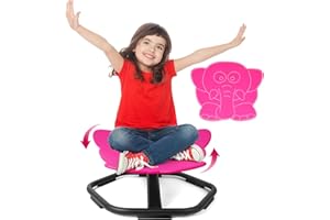 TERRAMUS Elephant Swivel Chair for Kids, 360° Spinning Seat, Toddler Sit and Spin Wobble Chair, Sensory Balance Toys, Autism ADHD Chairs, Play Equipment Relief Motion Sickness for Boys Girls (Pink)