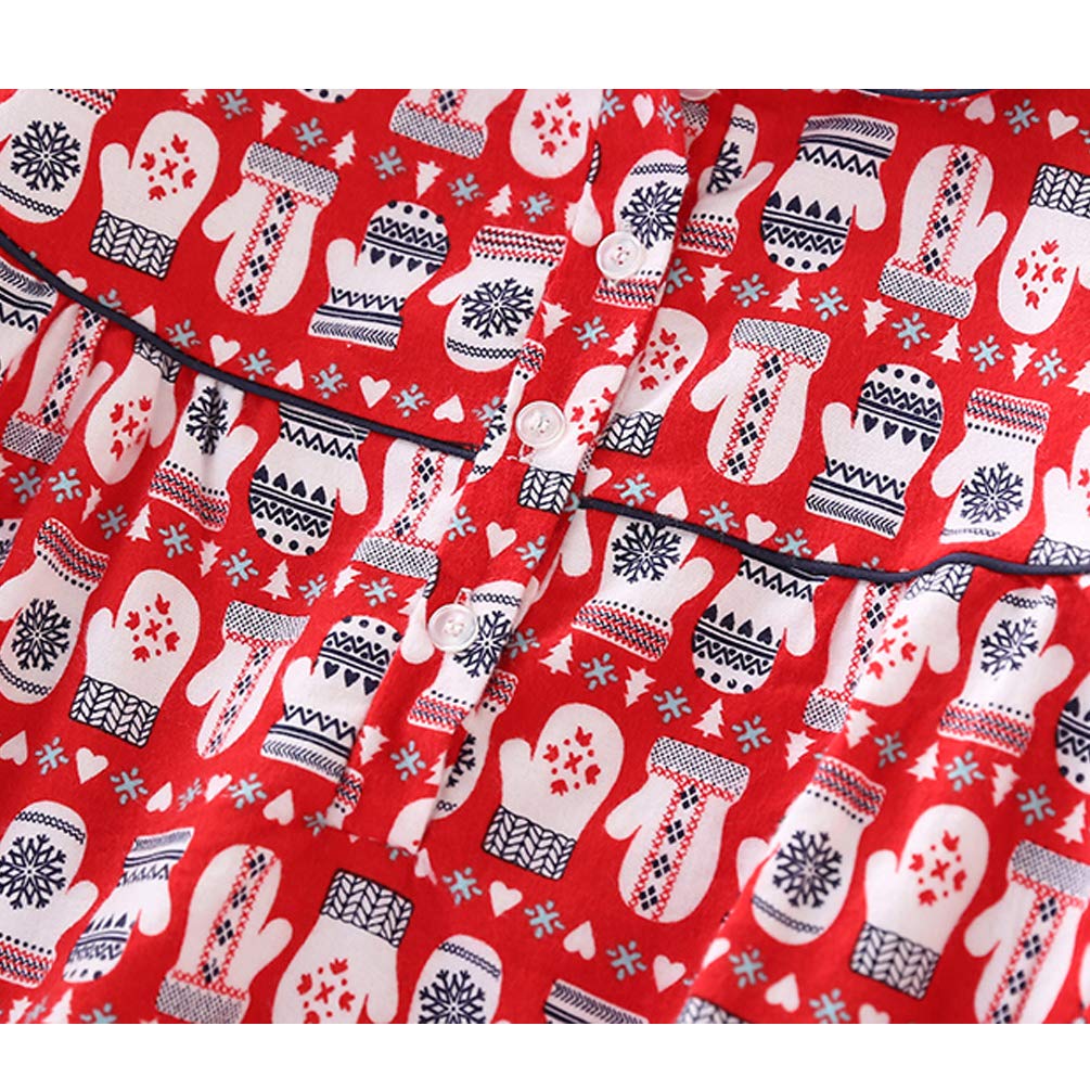 ENJOYNIGHT Women\'s Sleep Shirt Flannel Print Pajama Top Button-Front Nightshirt Sleepwear (X-Large, Red)