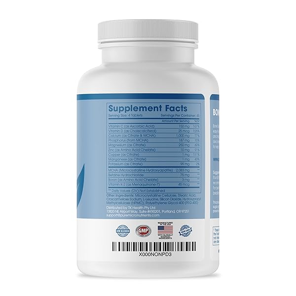 CALCIUM SUPPLEMENT FOR WOMEN & MEN – CALCIUM CITRATE & HYDROXYAPATITE + VITAMIN D3 K2 MAGNESIUM ZINC & MORE FOR COMPLETE BONE HEALTH, 180 TABLETS