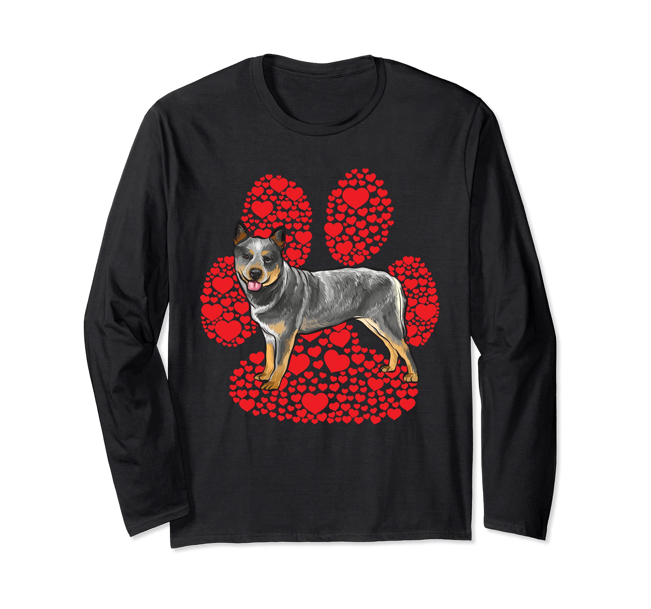 Australian Cattle Dog Valentines Day Dog Love Paw Long Sleeve T-Shirt