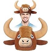 Shihanee Highland Cow Head Plush Hat Highland Cow Gift for Women Animal Headwear Party Supplies Costume Animal Hat Gifts for Women Photo Booth Prop Dress up Accessory
