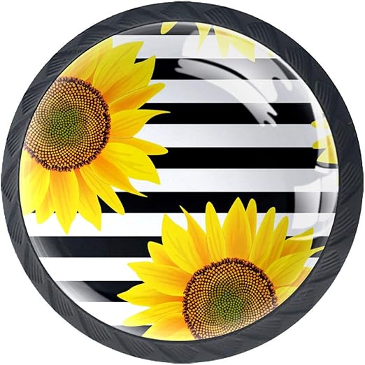 Bennigiry - Tirador para cajón de cristal, diseño de girasoles en