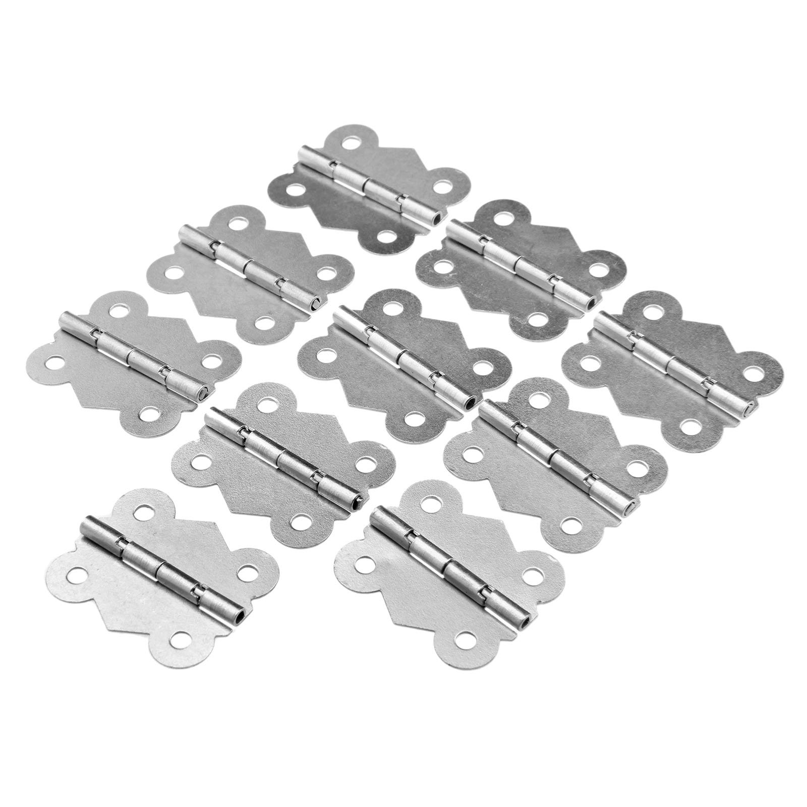 10Pcs 40x34mm Dull Silver Butterfly Hinges Jewelry Box Decorative Mini Hinge with Screws for Furniture Wood Box Cabinet Drawer Decoration