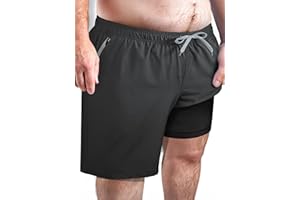 Arcweg Men's Big & Tall Swim Trunks - Quick Dry Board Shorts with Compression Liner & Zipper Pockets (2X-6X)