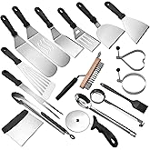 Professional BBQ Grill Tool Set, 17-Piece Stainless Steel Spatulas and Accessories Kit