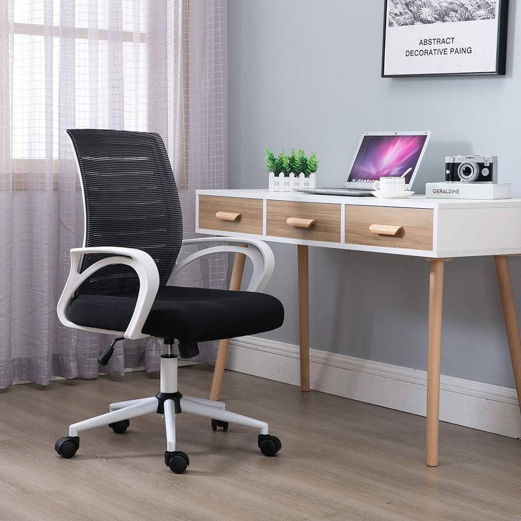 Ergonomic High-Back Adjustable Office Chair,Elegant Leather Home Computer Network Chair Classic Mesh Gaming Chair (A)