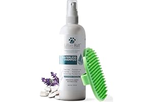 Lillian Ruff Waterless No-Rinse Dog Dry Shampoo Spray with Hydrating Essential Oils - pH-Balanced Dry Shampoo for Dogs - Clean, Condition, Detangle & Deodorize Dry, Sensitive Skin (16oz/Brush)
