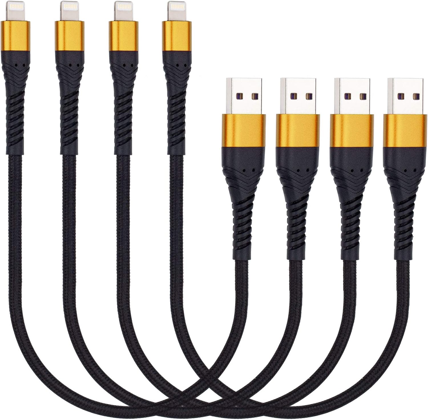 4Pack 1ft Short Charger Cable,ICSEIO for iPhone Charger Cable/Nylon Braided Data Sync USB Charging Cable Compatible for iPhone X Case/8/8 Plus/7/7 Plus/6/6s Plus