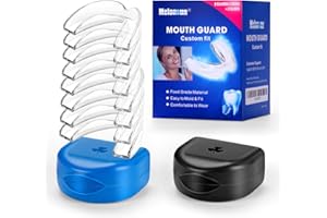 MELONSUN Pack of 8 Moldable Mouth Guards for Teeth Grinding, Night Guard for Teeth Grinding, Including 4 Regular & 4 Bigger Guards- Stops Bruxism, TMJ, Teeth Whitening Tray & Sports(8 Pack & 2 Hygiene Cases)