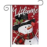 Welcome Christmas Garden Flag 12x18 Inch Double Sided Snowman Cardinal Bird Garden Flag Xmas Winter Farmhouse Yard Holiday Outdoor Seasonal Decoration
