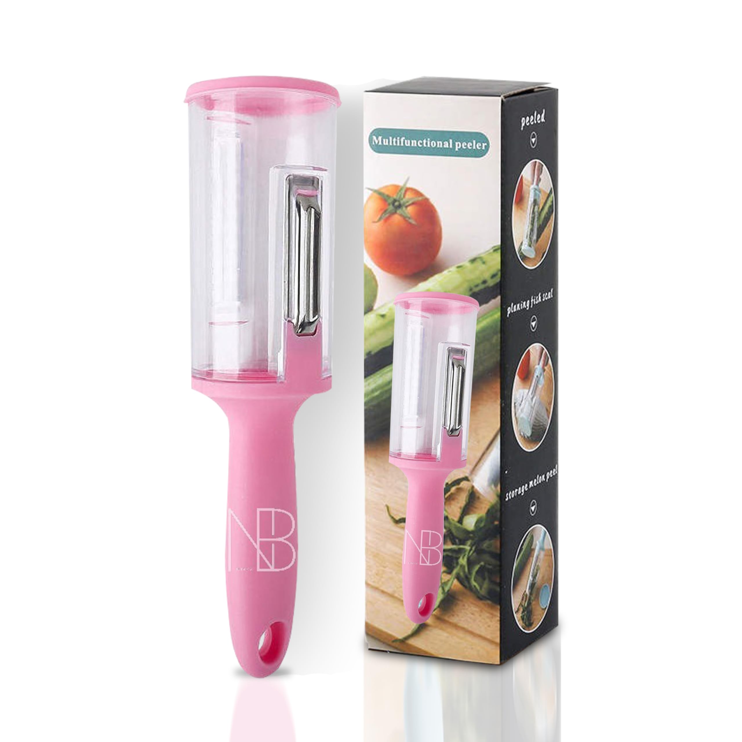 Vegetable Peeler with Storage Container – Round Shape Sharp Julienne Peeler - Easy Non-Slip Hand Grip, Long-Lasting Julienne Slicer for Fruit & Veggies - Perfect for Kitchen