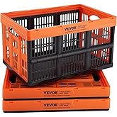 VEVOR 45L Plastic Collapsible Storage Basket 3 Packs, Folding Storage Crate | For Clothes, Toys, Books, Snack and Grocery Organizing, Folding Stackable Storage Containers/Bins with Handles, PP Material