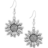 MINACHI Boho Vintage Summer Silver Plated Sunflower Dangle Drop Earrings Jewelry Gift for Women