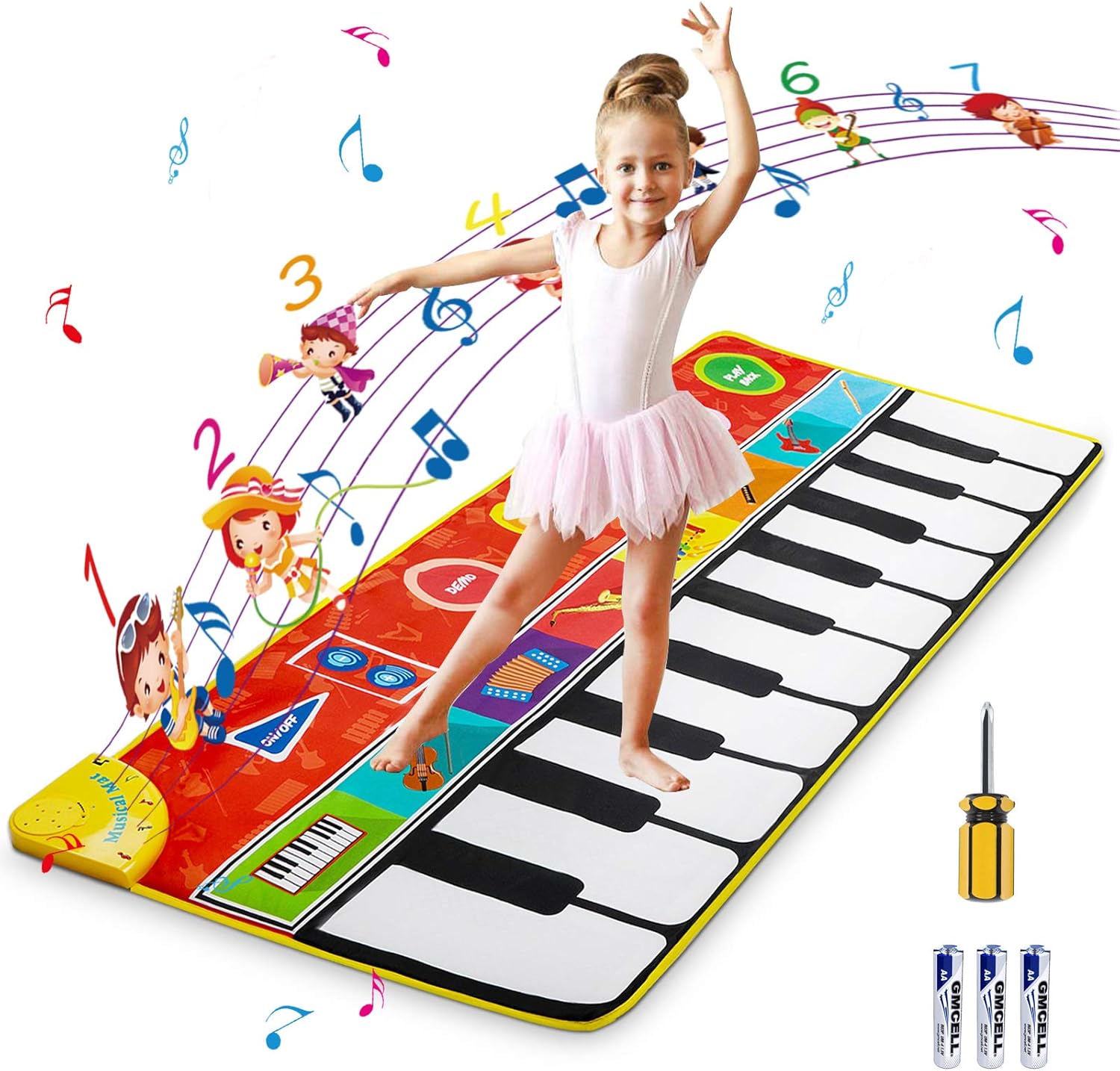 Piano Music Mat, Music Dance Mat Kids Piano Playmat with 19 Keys Piano