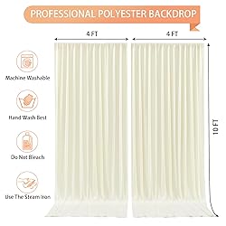 Ivory Backdrop Curtain 2 Panels-Wrinkle-Free Ivory