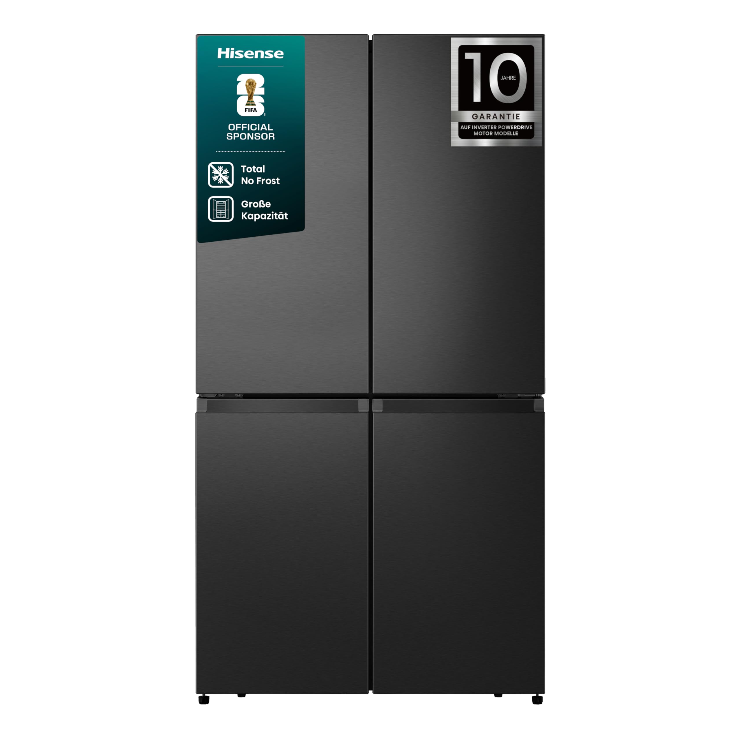 Hisense RQ758N4SAFE Cross Door Kühl-Gefrierkombination/NoFrostPlus/Inverter-Kompressor/Multiflow 360°/ SuperCool/ 178,5 cm/Kühlteil 393 l/Gefrierteil 216 l/ 40 dB/ 320 kWh/Jahr/schwarz