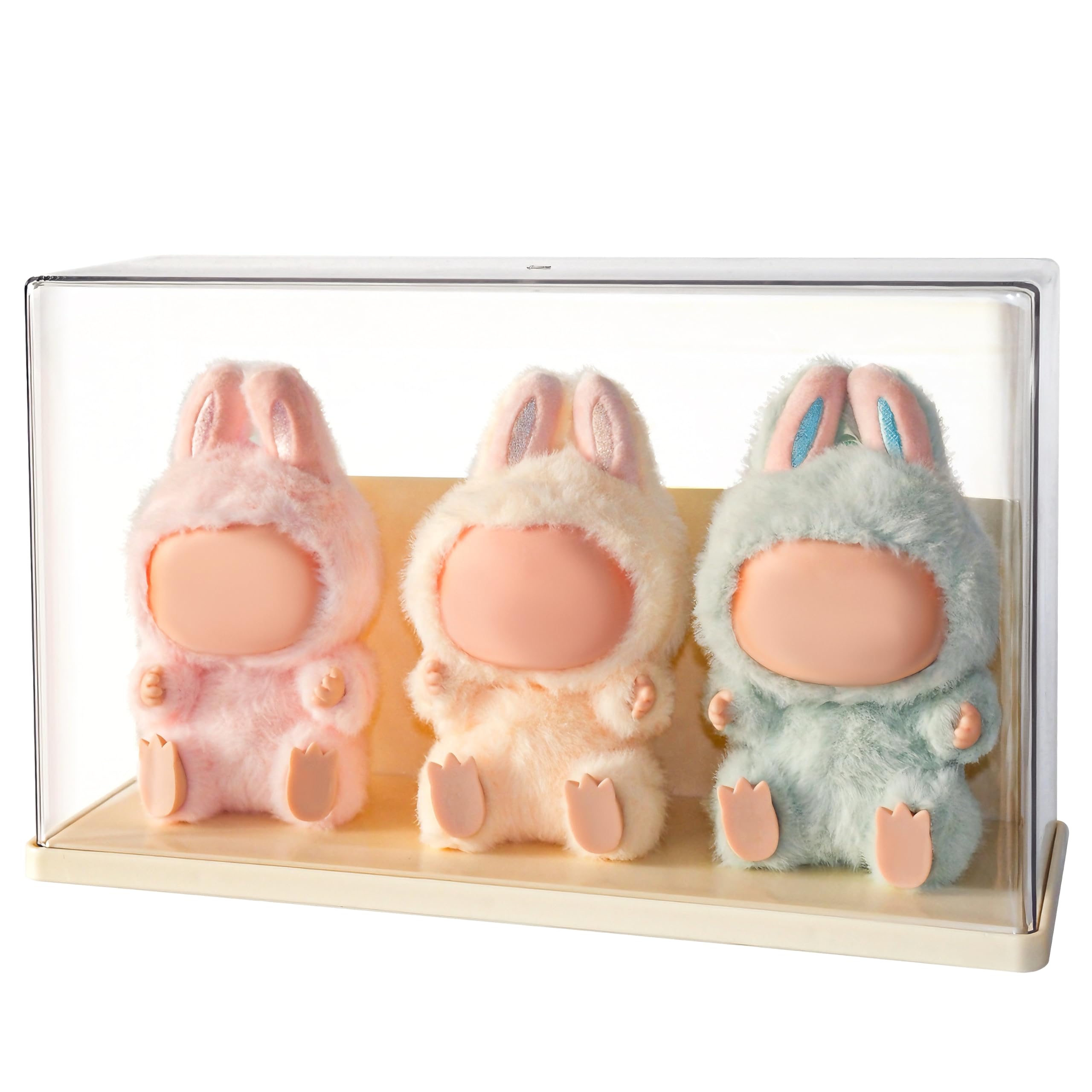 Photo 1 of Display Case Compatible with Labubu POP MART, Acrylic Clear Display Box Shelf for POP MART Labubu Doll, 1 Pack Yellow