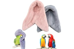 SINFUN 2 Pieces Bird Cozy Corner Fleece Bird Blanket Parrot Warm Nest House Bed Hanging Hammock Toy Plush Snuggle Hut Cage Be