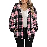 Nirovien Womens Sherpa Jacket Fuzzy Zip Up Hoodie Oversized Fleece Jackets Fluffy Coat with Pockets
