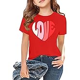 Kids Valentine's Shirts for Girls Boys Love Heart Graphic Shirt Teens Valentine's Day Short Sleeve Tees Tops