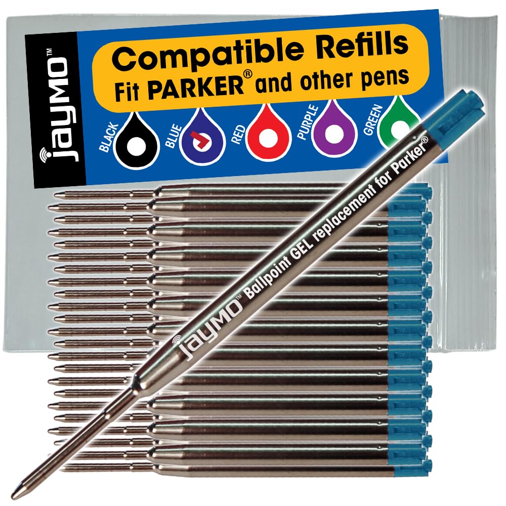 Jaymo Replacement for Parker 30526PP - Measures 3.875 in / 98 mm Long - G2 Gel Ballpoint Pen Refill - 24 Blue