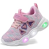 SMILIN Toddler Girls Light Up Tennis Shoes, Breathable Lightweight Flashing Sneakers, Adorable Glowing Running Walking Gym Shoes for Toddler Little Kid