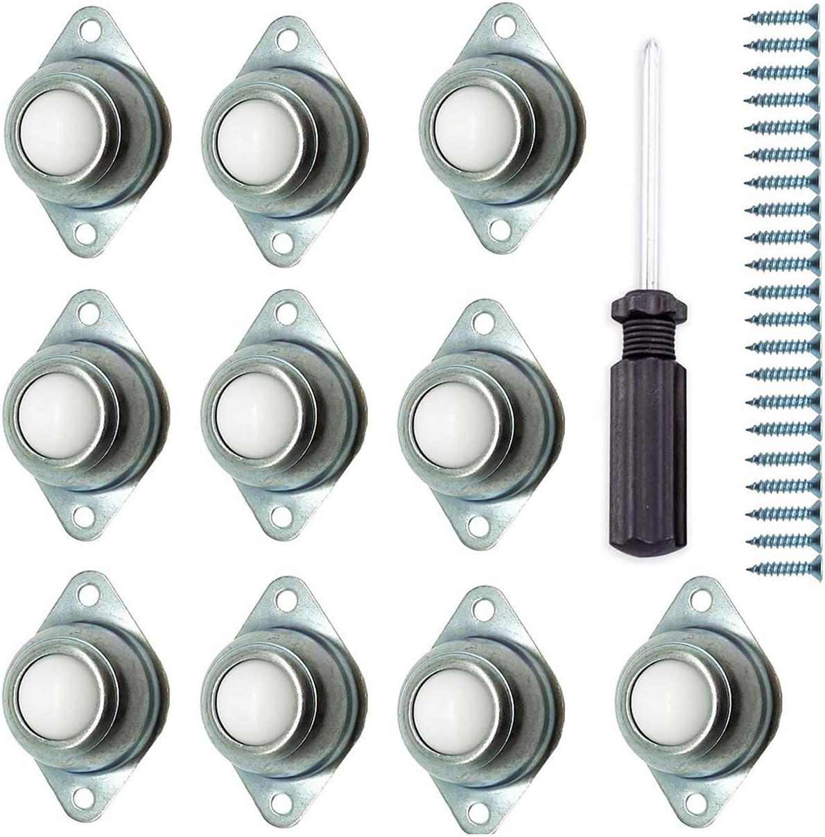 NEWCOMDIGI 10 Pcs Ball Transfer Units Screw Mounted Round Ball Bearings Universal Rotation Caster 5/8 Inch 22 lbs Roller Ball Bearings for Transmission, Furniture, Wheelchair