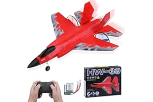 BEFFKKIP RC Plane 2CH RC Airplane Toys HW39 Fighter 2.4GHz Remote Control Plane RC Airplane RTF Ready to Fly for Beginner, Kids and Adults F35 Aeroplane with Night Lights USB Charging (Red)