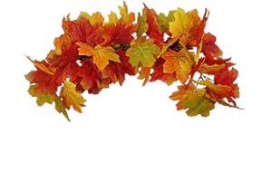 SFTYUFS 20 inch Fall Swag Autumn Swag, Swag Wreath for Front Door with Maple Leaf for Thanksgiving Christmas Halloween Wall Decor