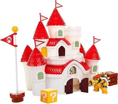 Nintendo Super Mario Deluxe Mushroom Kingdom Castle Playset with Bowser Figure