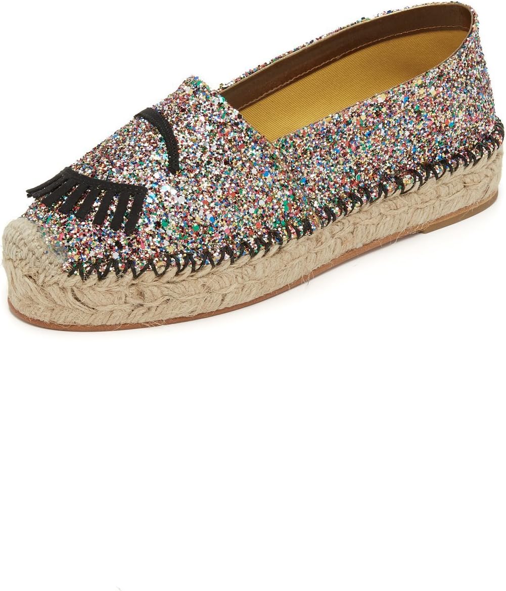 CHIARA FERRAGNI Women's Glitter Eyes Flat Espadrilles
