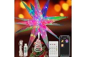 ANGELHALO Christmas Tree Topper, 10.5" LED Moravian Star Tree Topper - Hanging Outdoor/Indoor Christmas Tree Topper - Use as Holiday Decoration, Porch Light, Wedding and Christmas Tree Decor
