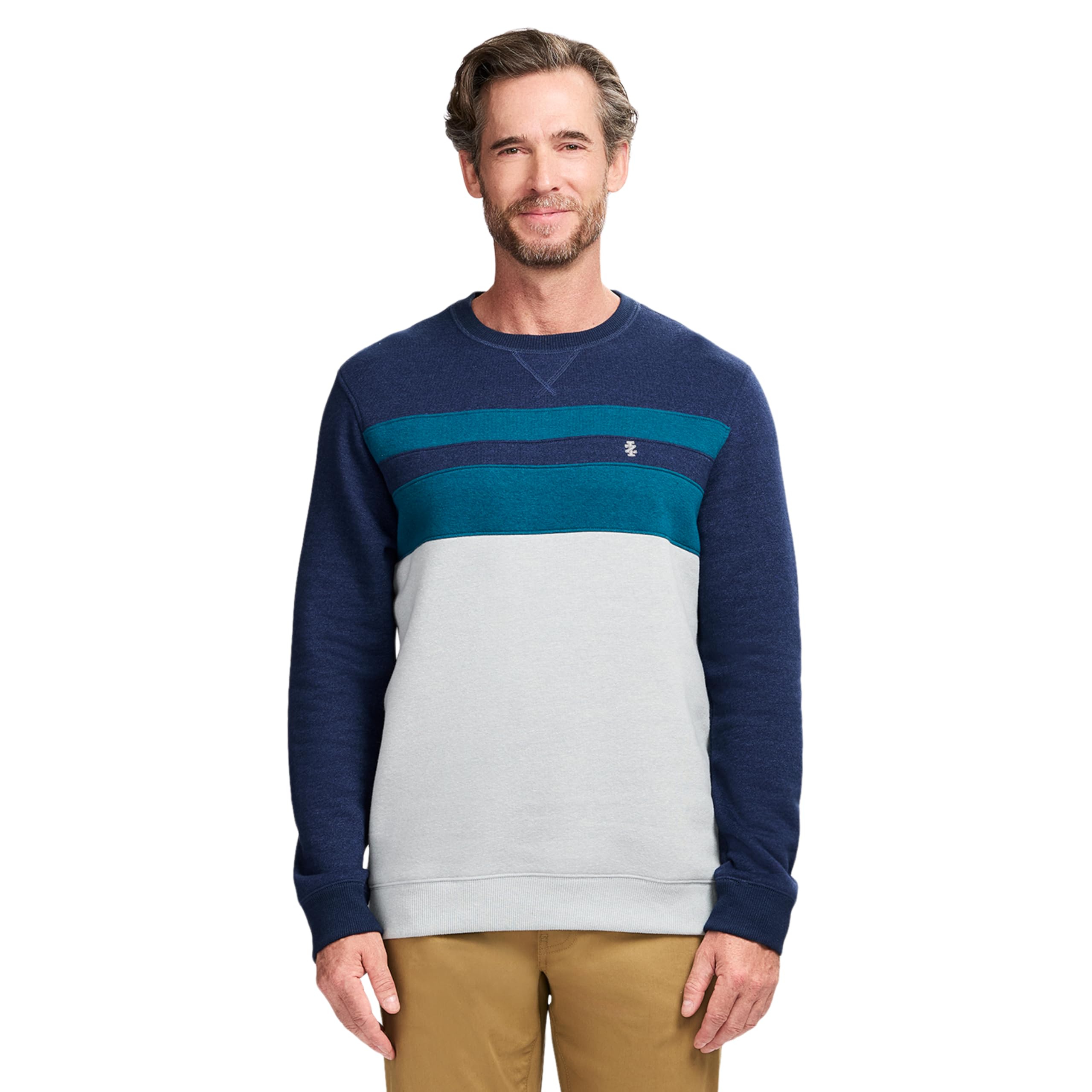 IZOD Men’s Advantage Performance Crewneck Fleece Pullover Sweatshirt, Navy Blazer Blue, Medium