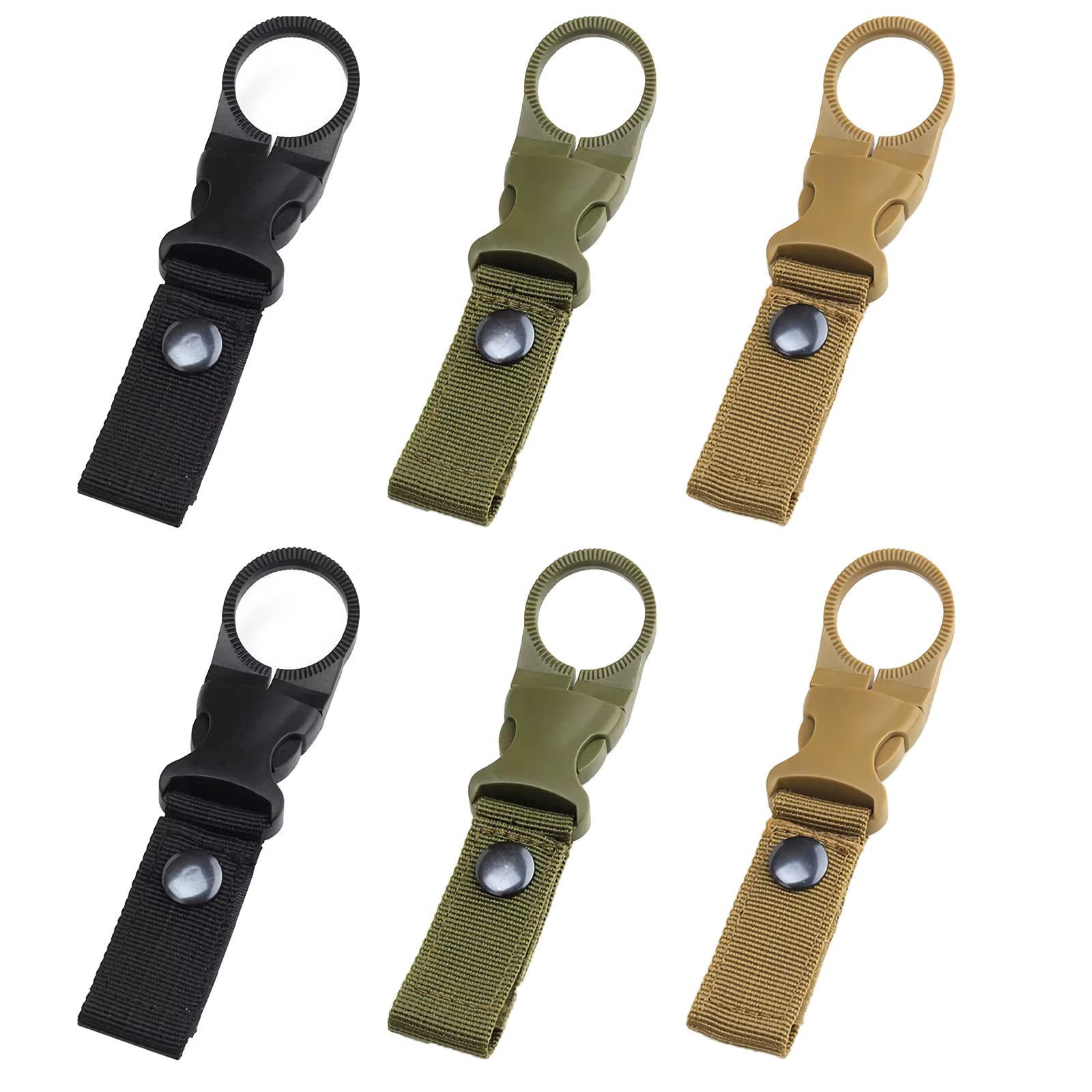 YUTOU Pack of 6 Key Chain Bottle Holder Water Bottle Buckle Holder Hook Bottle Holder Carabiner Hook Water Bottle Buckle for Camping Hiking Outdoor Activities (3 Colours)